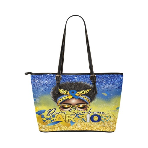 Down Syndrome Awareness Leather Tote Bag/Large (Model 1651)