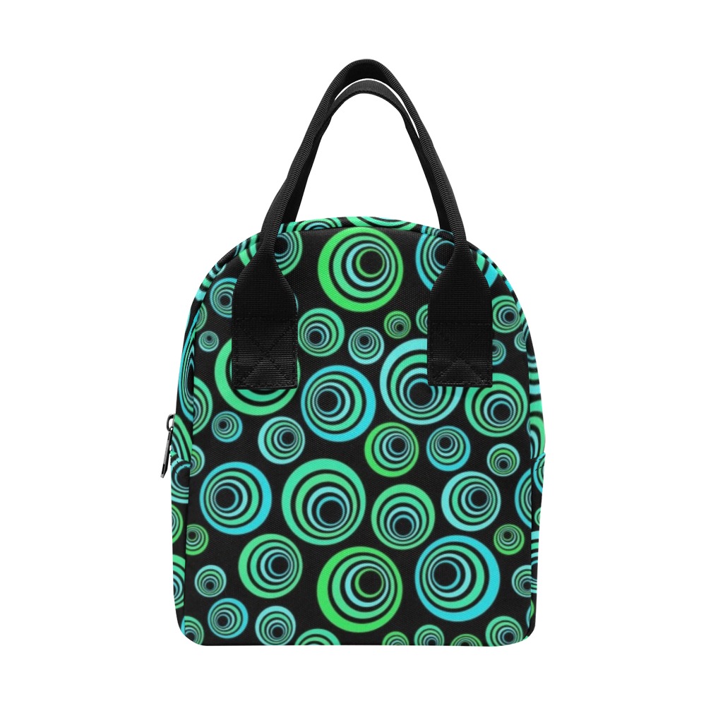 Retro Psychedelic Pretty Green Pattern Zipper Lunch Bag (Model 1689)