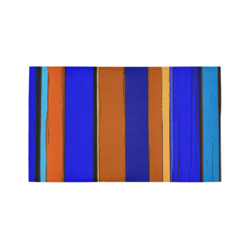 Abstract Blue And Orange 930 Azalea Doormat 30" x 18" (Sponge Material)