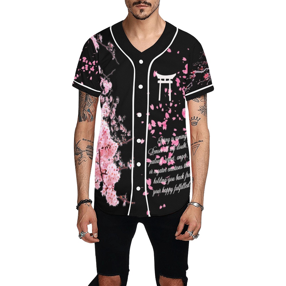 Sakura mandala All Over Print Baseball Jersey for Men (Model T50)