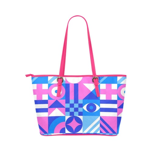 Trendy Geometric Abstract Tote Bag Leather Tote Bag/Small (Model 1651)