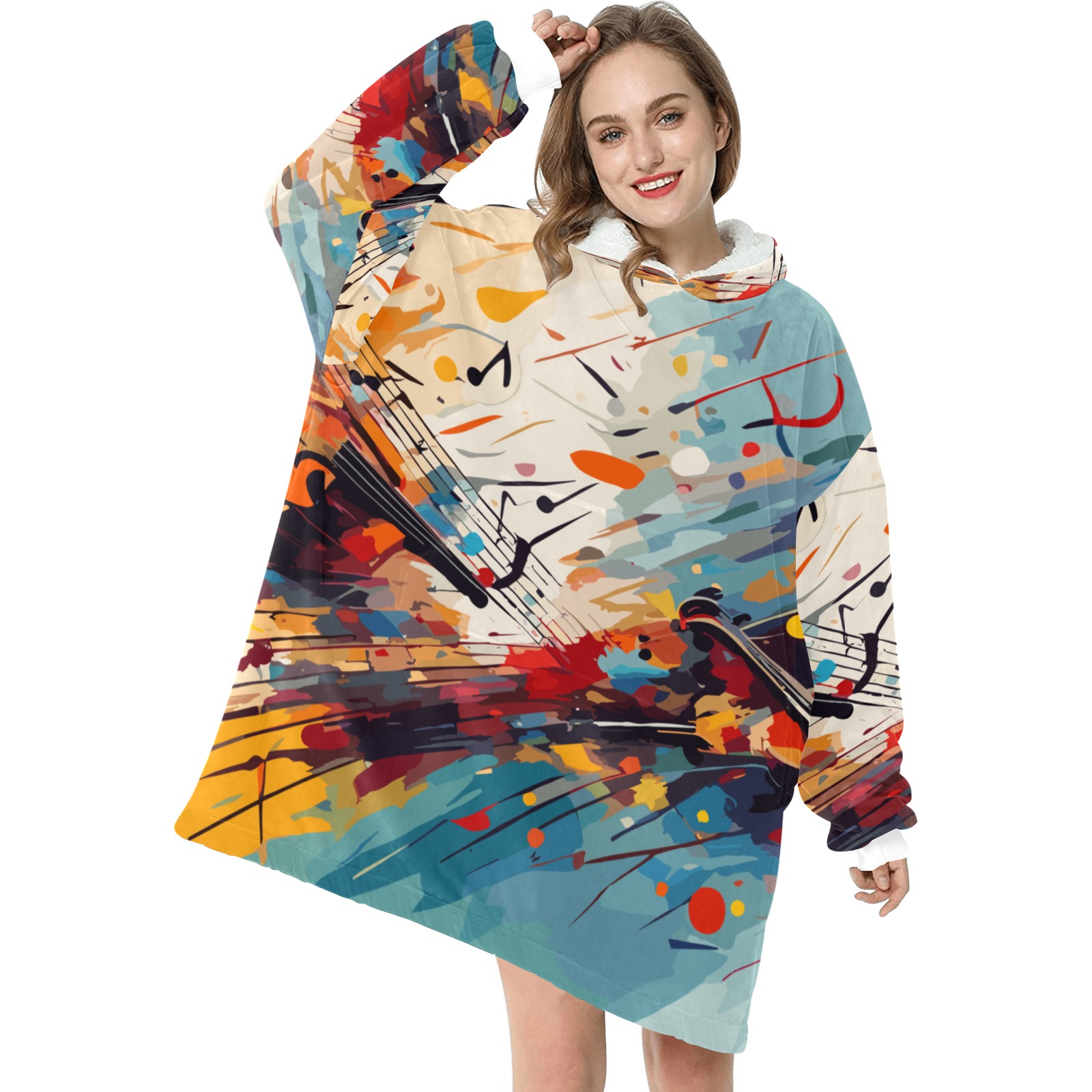 Classical music beautiful colorful abstract art Blanket Hoodie for Women