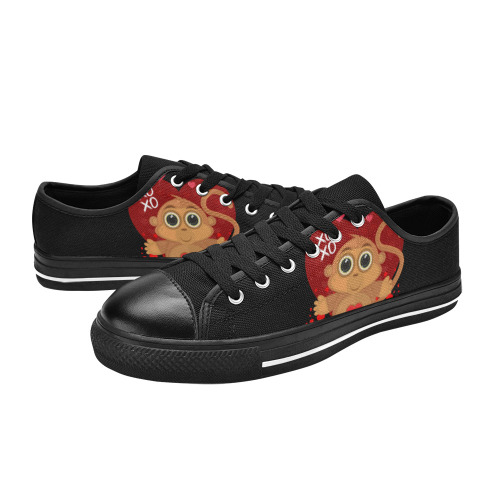 Valentine's Day Monkey Women's Classic Canvas Shoes (Model 018)