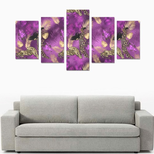 Purple and Gold Leopard Canvas Print Sets C (No Frame)