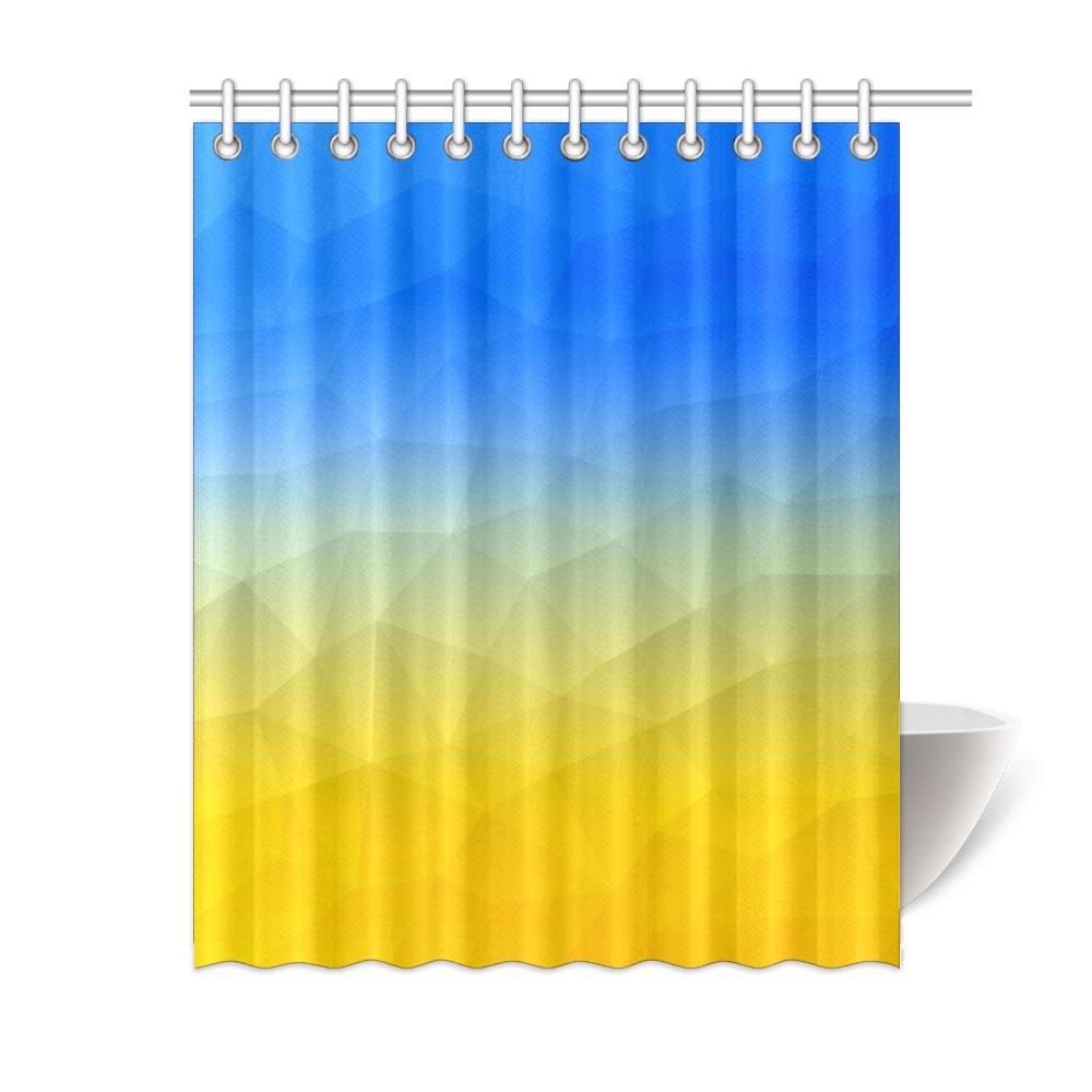 Ukraine yellow blue geometric mesh pattern Shower Curtain 60"x72"