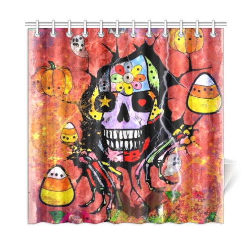 Skull of Halloween by Nico Bielow Shower Curtain 72"x72"