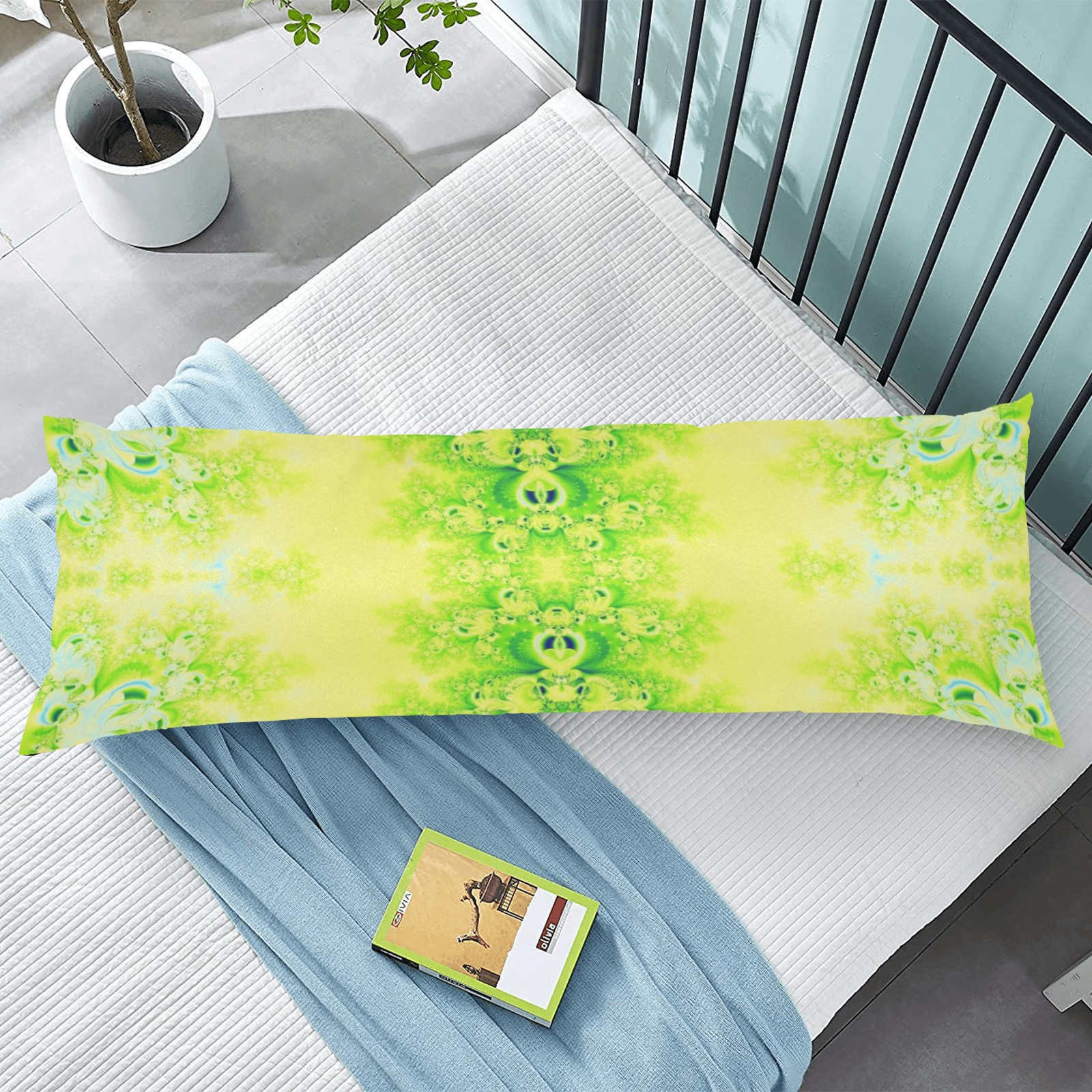 Sunny Ukrainian Sunflowers Frost Fractal Body Pillow Case 20" x 54" (Two Sides)