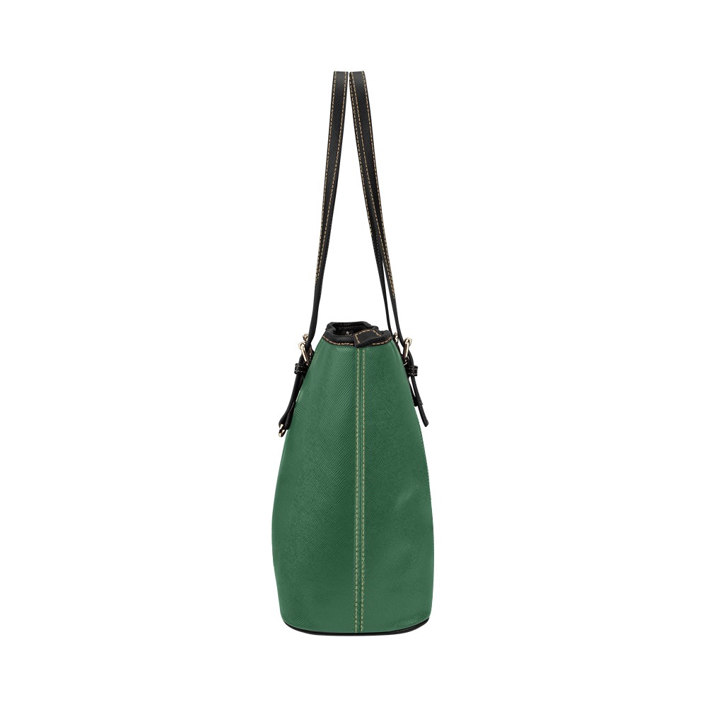 Leaf Green Leather Tote Bag/Large (Model 1651)