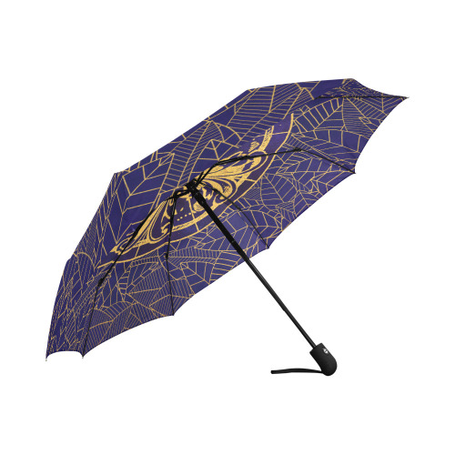 UMB PurpleGoldLeaves Auto-Foldable Umbrella (Model U04)