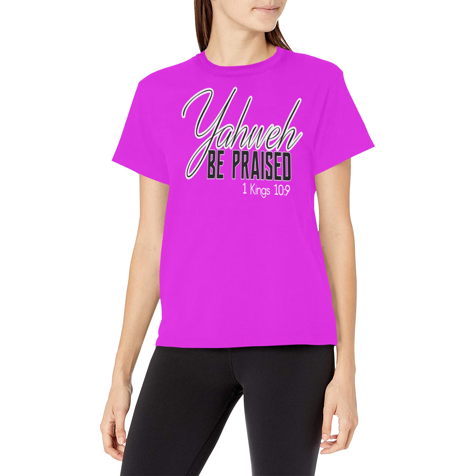 1 - Yahweh Be Praised Purple T-Shirt Women Women's All Over Print Crew Neck T-Shirt (Model T40-2)