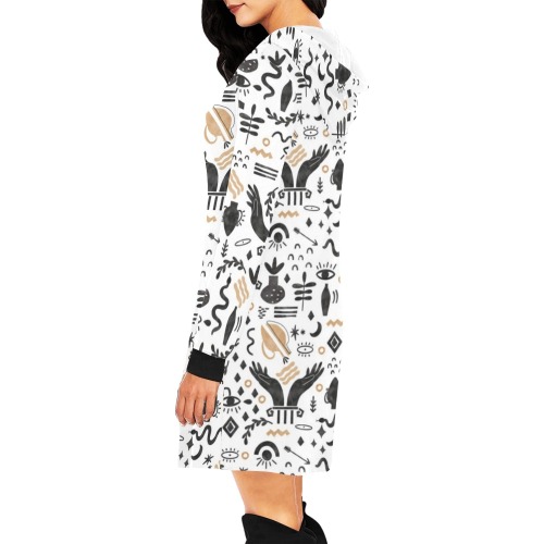 Abstract mystical silhouettes-07 All Over Print Hoodie Mini Dress (Model H27)