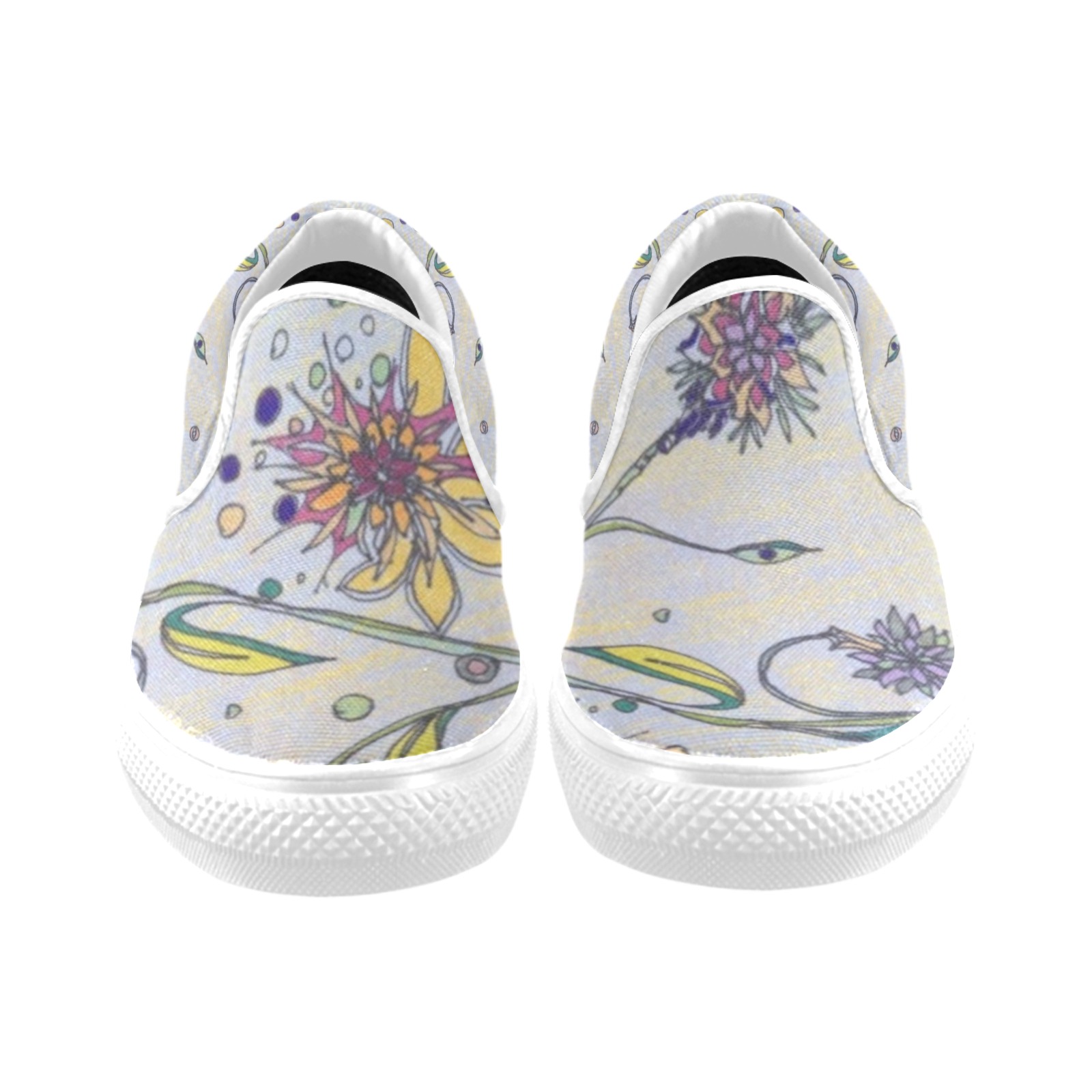 Summer flower field Women's Unusual Slip-on Canvas Shoes (Model 019)