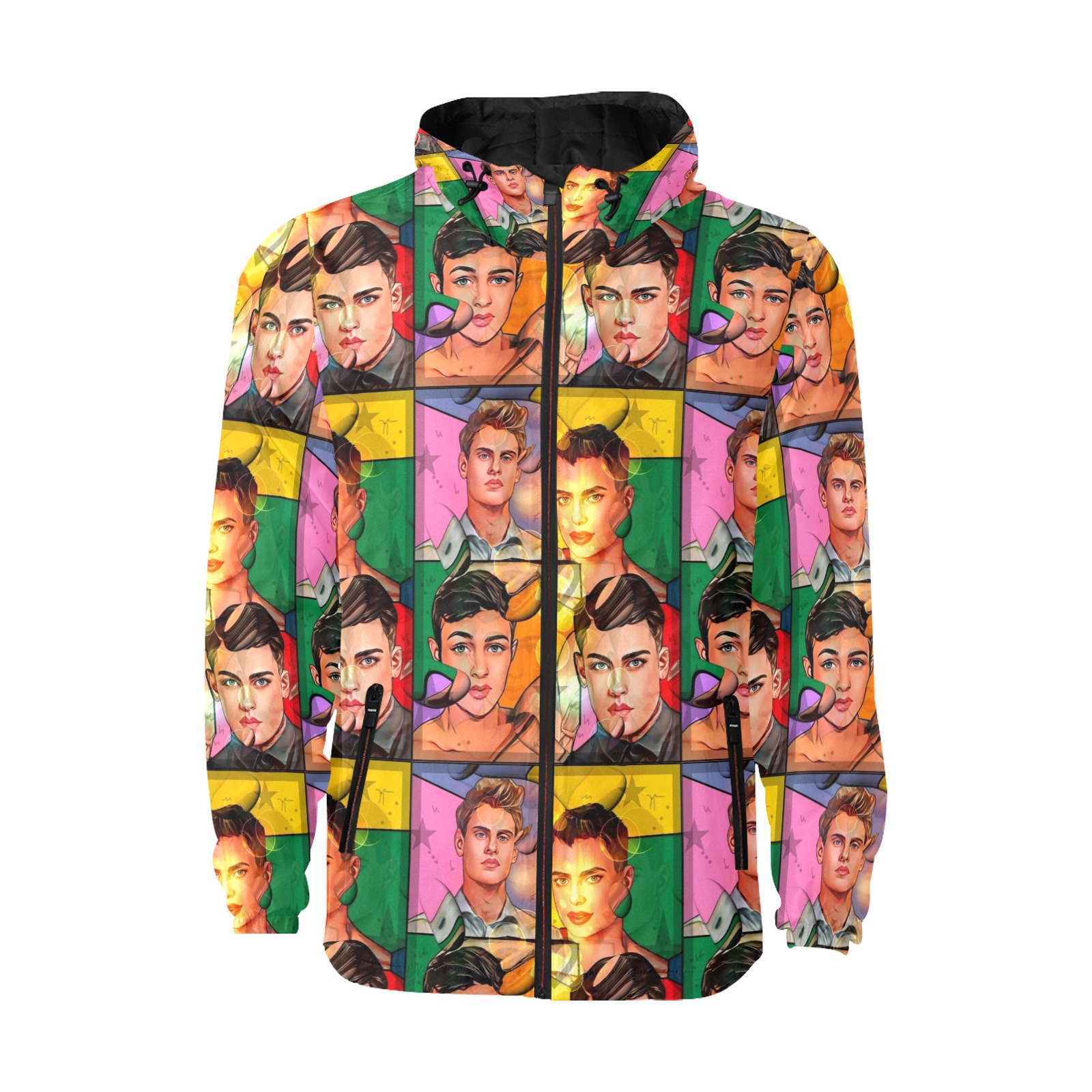 Mens Pop ARt by Nico Bielow All Over Print Quilted Windbreaker for Men (Model H35)