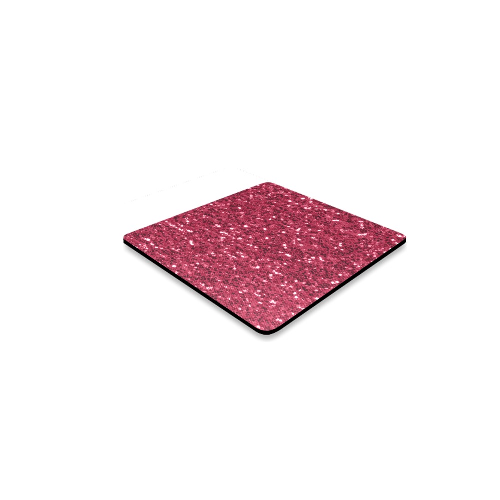 Magenta dark pink red faux sparkles glitter Square Coaster