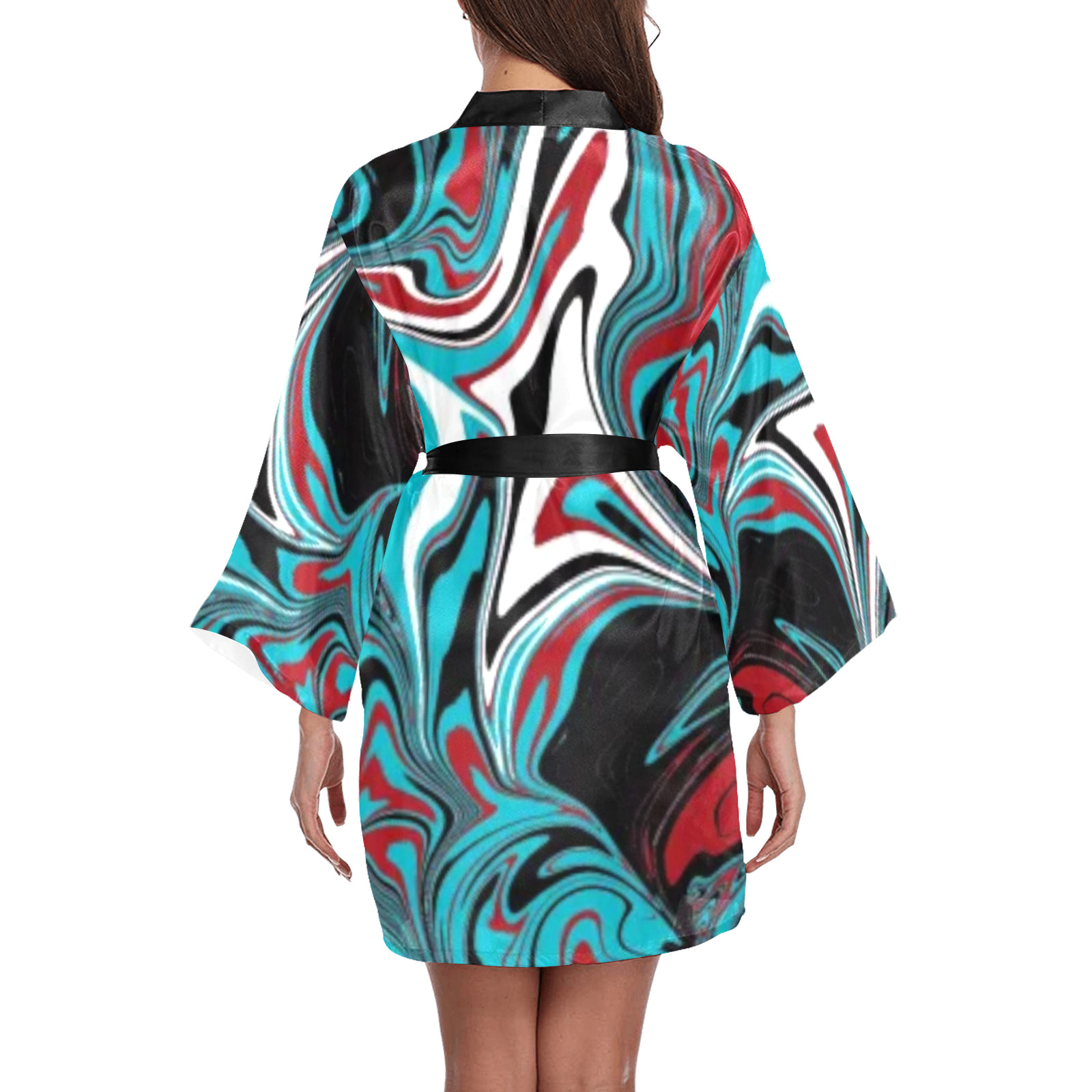 Dark Wave of Colors Long Sleeve Kimono Robe