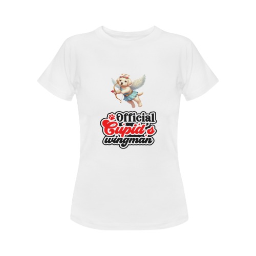 Cupid Golden Retriever Official Cupid's Wingman Women's T-Shirt in USA Size (Two Sides Printing)