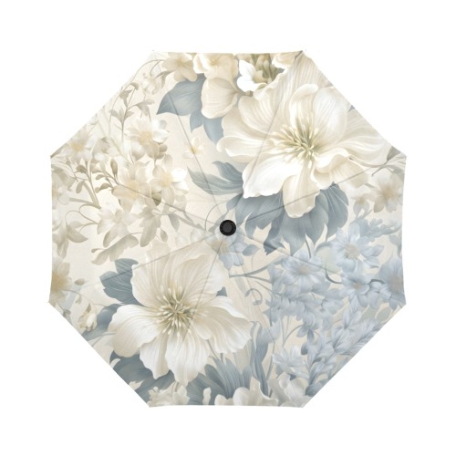 Blue Floral Wedding Auto Umbrella