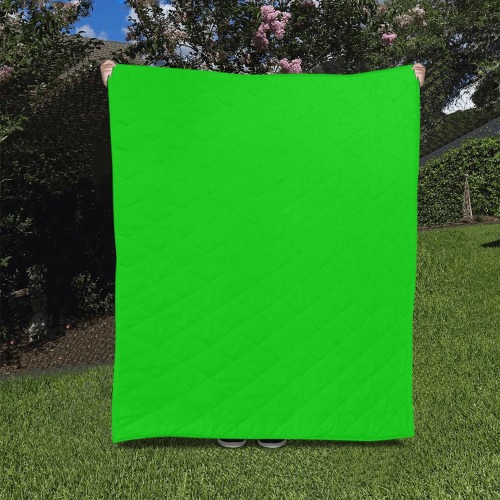 Merry Christmas Green Solid Color Quilt 50"x60"