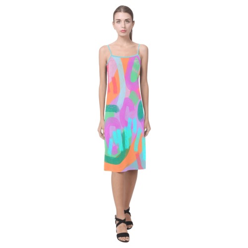 Colorful Abstract Wearable Art Alcestis Slip Dress (Model D05)