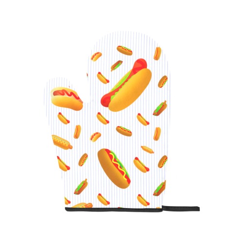 Hot Dogs on Pinstripes Oven Mitt & Pot Holder