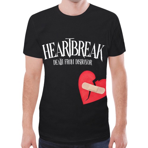 Mens Black Heartbreak With heart on the back New All Over Print T-shirt for Men (Model T45)