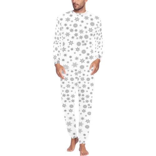 Snowflakes for Christmas Men's All Over Print Pajama Set with Custom Cuff