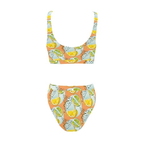 fruits pattern Sport Top & High-Waisted Bikini Swimsuit (Model S07)