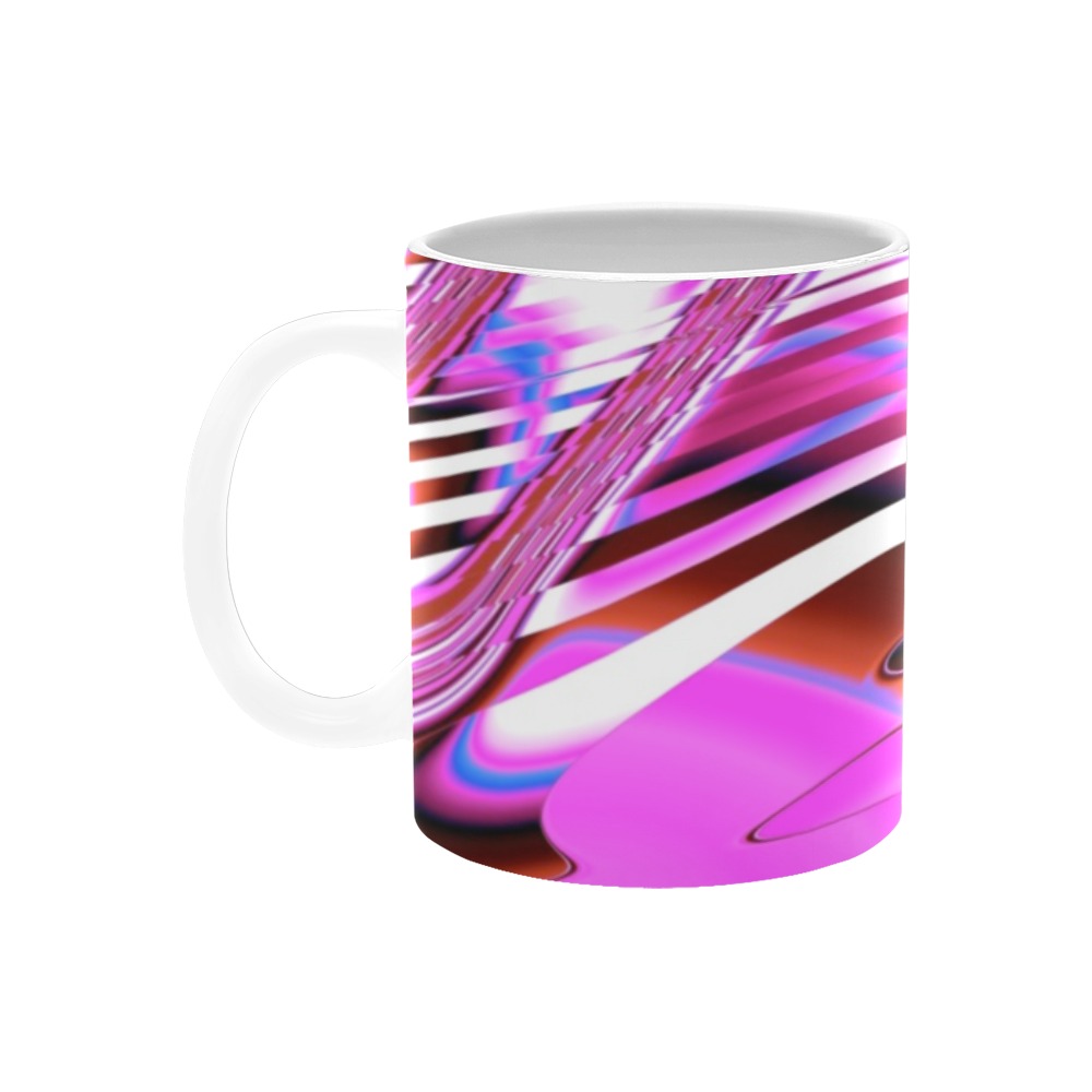 Elegant Pink Fractal White Mug(11OZ)