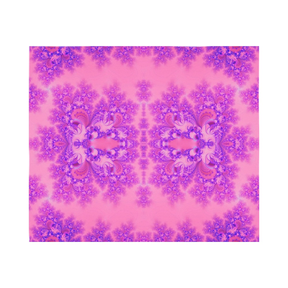 Purple and Pink Hydrangeas Frost Fractal Polyester Peach Skin Wall Tapestry 60"x 51"