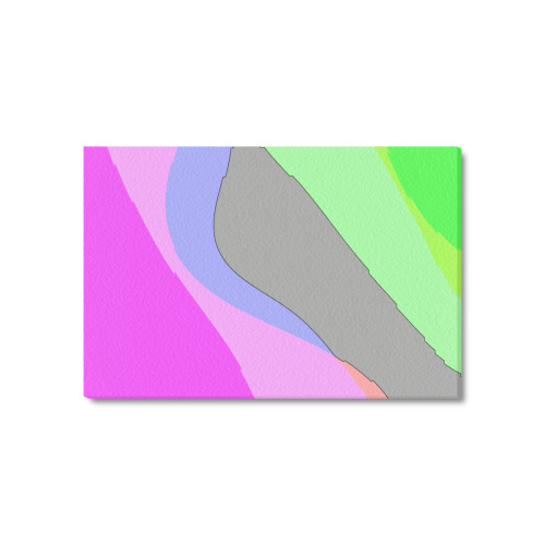 Abstract 703 - Retro Groovy Pink And Green Frame Canvas Print 24"x16"