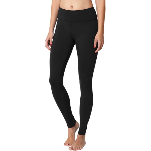 Waterbug Gym Fit Solid Colors Black Women's Big Size Workout Leggings (Model L43)
