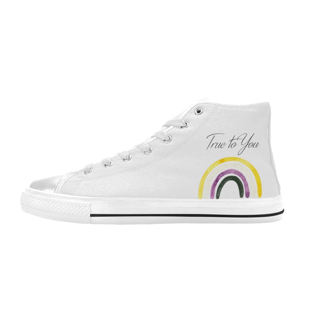 Nonbinary Pride True to you shoe white - mens Men’s Classic High Top Canvas Shoes (Model 017)