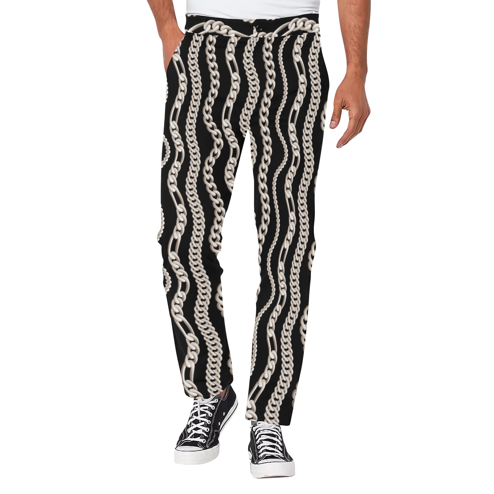 Chains Pop 2 by Nico Bielow Men's All Over Print Casual Trousers (Model L68)