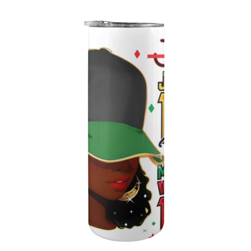 Juneteenth 1865 African American Woman Glitter Tumbler 20oz Tall Skinny Tumbler with Lid and Straw