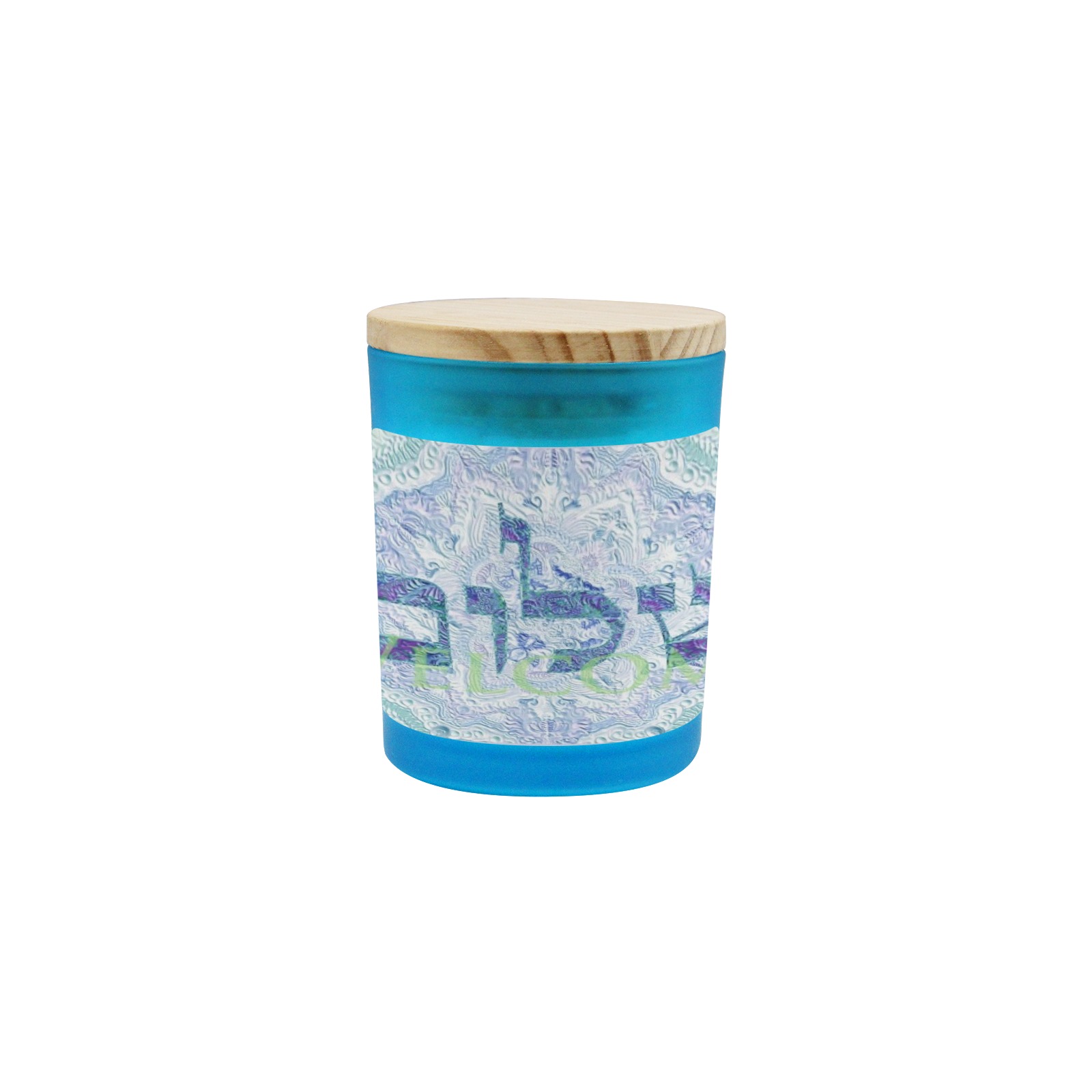 shalom  Welcome blue Blue Glass Candle Cup (Wood Sage & Sea Salt)