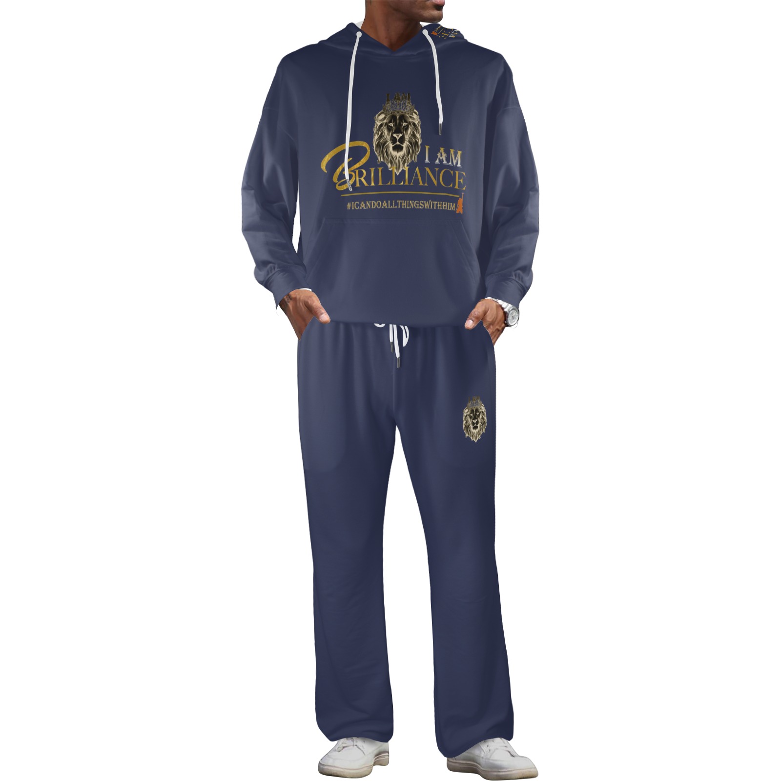 I AM HOODIE SET BLUE Men's Streetwear Flared Tracksuit (Set25)