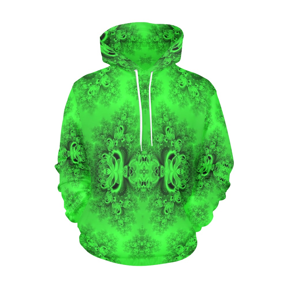 New Spring Forest Growth Frost Fractal All Over Print Hoodie for Women (USA Size) (Model H13)