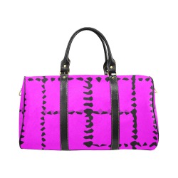 Black Interlocking Squares Mosaic pink New Waterproof Travel Bag/Large (Model 1639)
