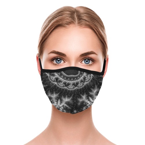 Silver Lace Collar Fractal Abstract Elastic Binding Mouth Mask for Adults (Model M09)
