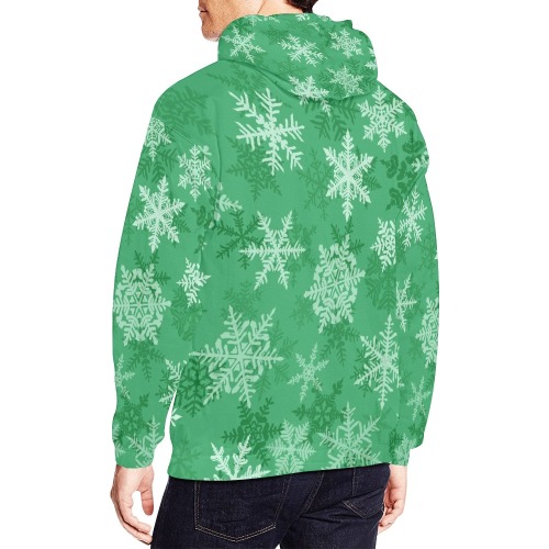 Snowflakes Green All Over Print Hoodie for Men (USA Size) (Model H13)