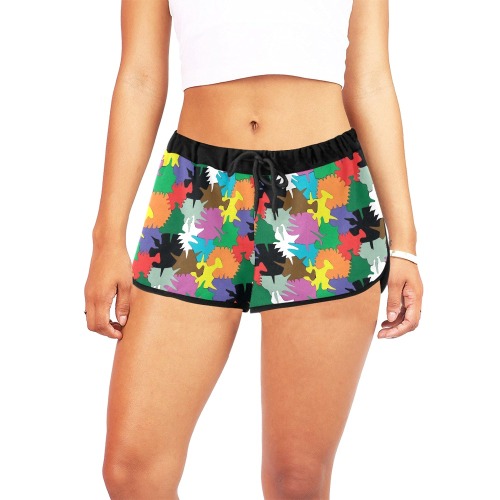 abstract hex puzzle blk Women's All Over Print Relaxed Shorts (Model L19)
