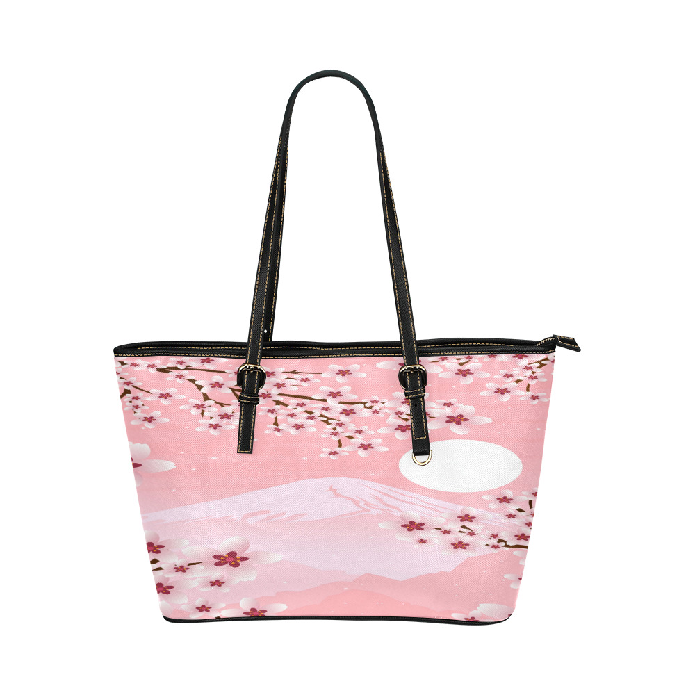 Winter Blossom Leather Tote Bag/Small (Model 1651)