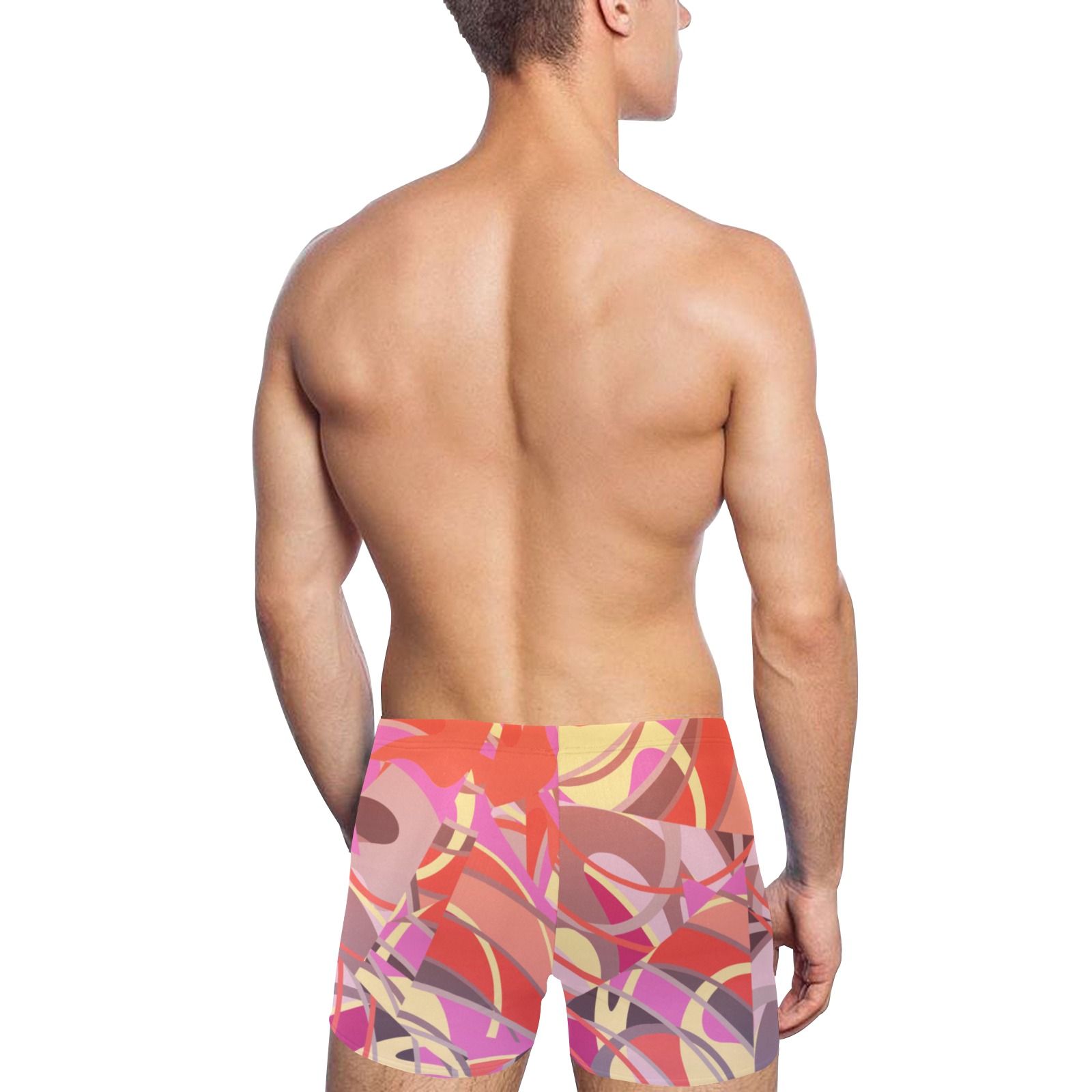 Reds, Coral, Gold Abstract Tangles Men's Swimming Trunks (Model L60)