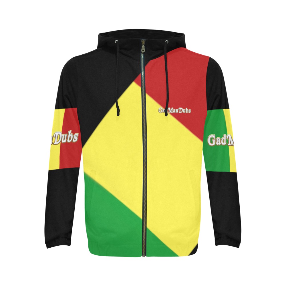 GadManDubs hooded jacket  Red Gold & Green All Over Print Full Zip Hoodie for Men (Model H14)