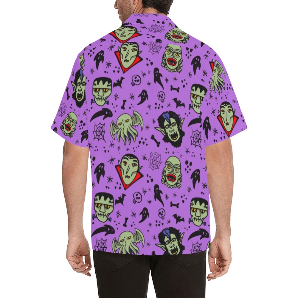 Pattern-Mostri Hawaiian Shirt with Merged Design (Model T58)