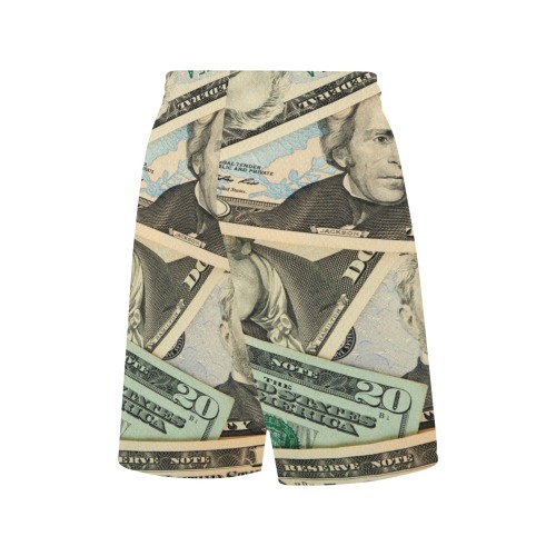US PAPER CURRENCY All Over Print Basketball Shorts with Pocket