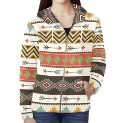 Tribal Abstract All Over Print Full Zip Hoodie for Women (Model H14)