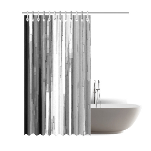 Greyscale Abstract B&W Art Shower Curtain 72"x84"