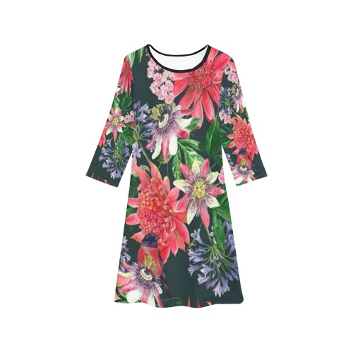 floral (1) Girls' Long Sleeve Dress (Model D59)