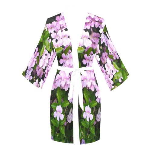 Violet Trumpets Long Sleeve Kimono Robe